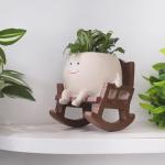 Face Planter Pots for Indoor Plants Cute Resin Flower Head Planters, Sit Rocking Chair Succulent Pots with Drainage Hole - Gift IdeaI for Mother and Christmas