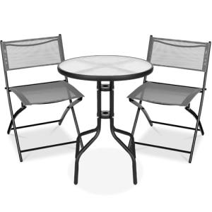 3-Piece Patio Bistro Dining Set - Textured Glass