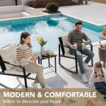 Devoko 3 Piece Wicker Rocking Bistro Set Garden Furniture