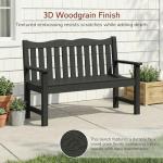 2-Person All-Weather HIPS Outdoor Garden Bench, 800 lbs, Black