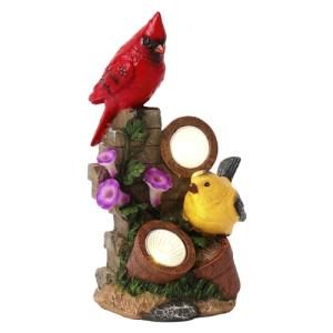 TERESA'S COLLECTIONS Birds Garden Statues with Solar Outdoor Lights,Cardinals Figurine for Garden Decor,Lawn Ornaments for Patio Porch Yard Decorations Housewarming Gifts for Mom Birthday 9.4"