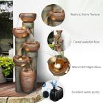 Hamiedun 5 -Tier Outdoor Garden Water Fountain Decor, Resin Fountain for Garden, Floor Patio, Deck, Porch, Backyard and Home Art Decor (Brown, 39.7inch)