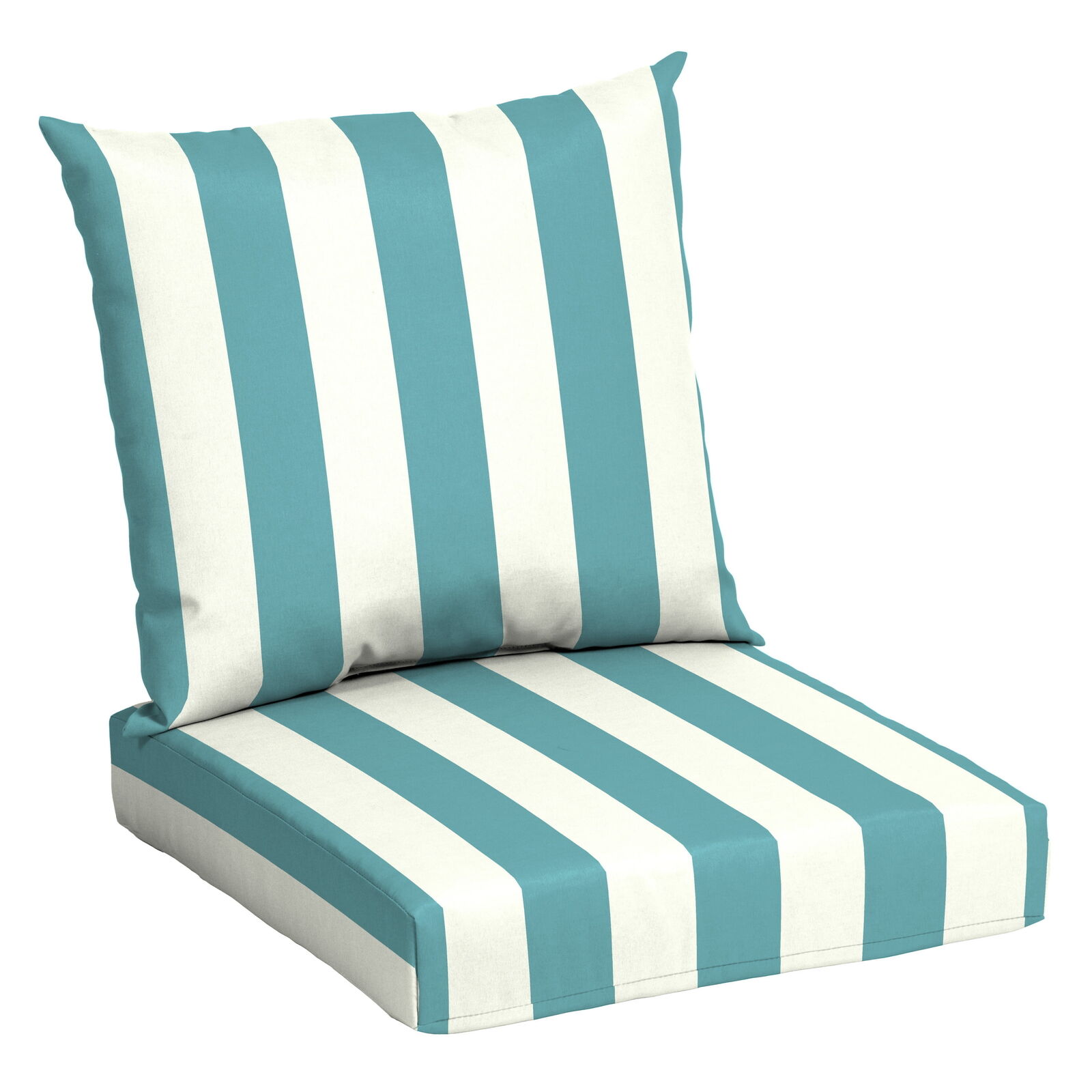 Turquoise Stripe Rectangle Outdoor Deep Seat Cushion Set