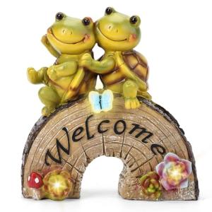 yeatruojeet Garden Statue Outdoor Decor-Cute Frog Face Turtles with Solar Lights Outdoor Lawn Decor Garden Tortoise Statue for Patio, Balcony, Yard, Lawn Ornament,Gardening Gifts for Mom