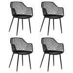 Giantex Modern Black Arm Dining Chairs Set of 4