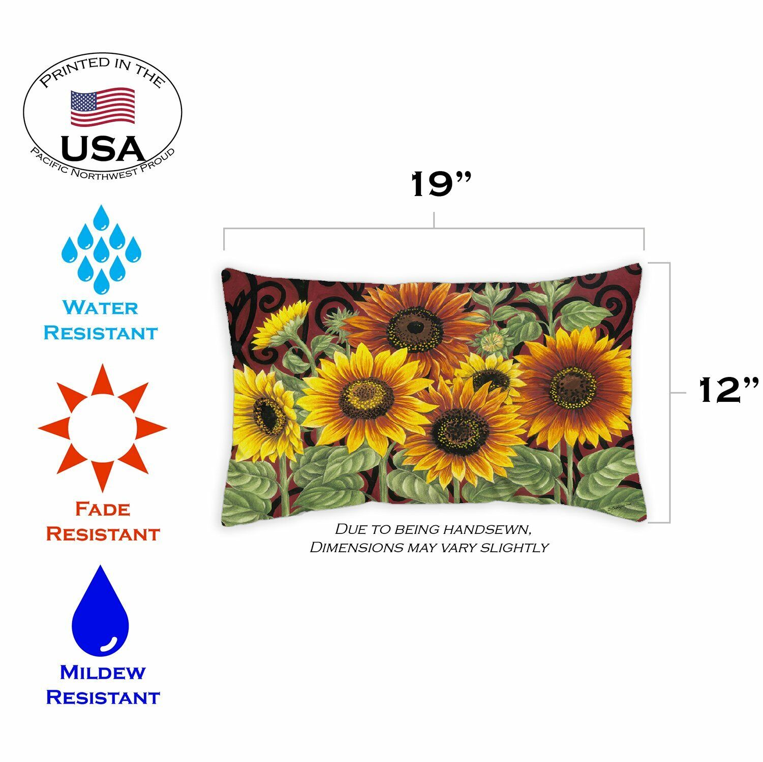 Sunflower Medley Outdoor Pillow Case Set (2-Pack)