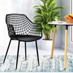 Giantex Modern Black Arm Dining Chairs Set of 4
