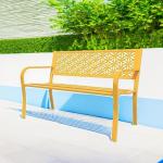 VINGLI 50" Floral Back Metal Outdoor Bench - Yellow
