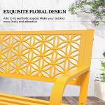 VINGLI 50" Floral Back Metal Outdoor Bench - Yellow