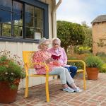 VINGLI 50" Floral Back Metal Outdoor Bench - Yellow