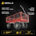 Gorilla Carts 800 Pound Capacity Heavy Duty Steel Mesh Versatile Utility Wagon Cart with Easy Grip Handle for Outdoor Hauling, Red