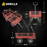Gorilla Carts 800 Pound Capacity Heavy Duty Steel Mesh Versatile Utility Wagon Cart with Easy Grip Handle for Outdoor Hauling, Red