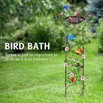 Desgully Bird Bath with Garden Trellis for Climbing Plants Outdoor, with Decorative Butterflies Free Standing Detachable Bird Feeder Bowl Bird Baths for Outdoors Antique Iron