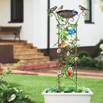 Desgully Bird Bath with Garden Trellis for Climbing Plants Outdoor, with Decorative Butterflies Free Standing Detachable Bird Feeder Bowl Bird Baths for Outdoors Antique Iron