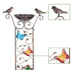 Desgully Bird Bath with Garden Trellis for Climbing Plants Outdoor, with Decorative Butterflies Free Standing Detachable Bird Feeder Bowl Bird Baths for Outdoors Antique Iron