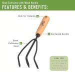 AMES 2446300 Tempered Steel Hand Cultivator with Wood Handle, 11-Inch, Brown