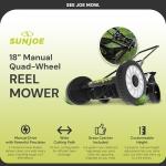 Sun Joe MJ501M w/ 7-Gallon Detachable, 9-Position Height Adjustment, 5 Steel Blades, Compact Design, 18-Inch Manual w/Grass Catcher, Green/Black