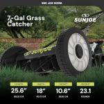 Sun Joe MJ501M w/ 7-Gallon Detachable, 9-Position Height Adjustment, 5 Steel Blades, Compact Design, 18-Inch Manual w/Grass Catcher, Green/Black