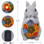 FORUP Solar Garden Outdoor Statues, Bunny Garden Statue with Succulent, Resin Rabbit Figurine Garden Lawn Ornaments with 8 LED Lights, Rabbit Statue for Outdoor Lawn Yard Garden Decorations