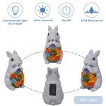 FORUP Solar Garden Outdoor Statues, Bunny Garden Statue with Succulent, Resin Rabbit Figurine Garden Lawn Ornaments with 8 LED Lights, Rabbit Statue for Outdoor Lawn Yard Garden Decorations