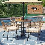 YITAHOME 5-Piece Wicker Outdoor Dining Set with Umbrella Hole