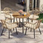 YITAHOME 5-Piece Wicker Outdoor Dining Set with Umbrella Hole