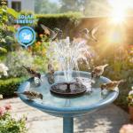 Mademax Solar Bird Bath Fountain Pump, Upgrade 1.4W Solar Fountain with 6 Nozzle, Free Standing Floating Solar Powered Water Fountain Pump for Bird Bath, Garden, Pond, Pool, Outdoor