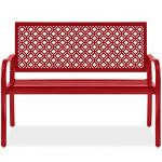 Outdoor Steel Bench for Patio with Geometric Backrest
