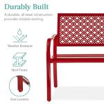 Outdoor Steel Bench for Patio with Geometric Backrest
