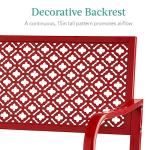Outdoor Steel Bench for Patio with Geometric Backrest