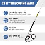 janz Aluminum 24 FT Telescoping Pressure Washer Wand with Pressure Washer Extension Wand,Gutter Cleaner Attachment, 5 Spray Nozzle Tips, 2 Hose Inlet Adapters and Support Harness