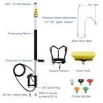 janz Aluminum 24 FT Telescoping Pressure Washer Wand with Pressure Washer Extension Wand,Gutter Cleaner Attachment, 5 Spray Nozzle Tips, 2 Hose Inlet Adapters and Support Harness