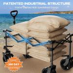 Uyittour Collapsible Folding Wagon Cart Heavy Duty Foldable, Beach Wagon with Big Wheels for Sand, Utility Grocery Wagon with Side Pocket and Brakes for Camping Sports Outdoor Activities, Black