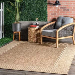 nuLOOM Light Brown Border Indoor/Outdoor Area Rug 5x8