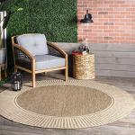 nuLOOM Light Brown Border Indoor/Outdoor Area Rug 5x8