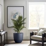 Kante 18 Inch Dia Round Concrete Planter, Indoor Outdoor Large Plant Pot with Drainage Hole and Rubber Plug for Home Patio Garden, Charcoal