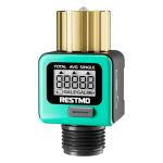 RESTMO Water Flow Meter with Brass Inlet Metal Thread, Measure Gallon/Liter Consumption and Flow Rate for Outdoor Garden Hose Watering, RV Water Tank Filling, Lawn Sprinkler and Nozzle Sprayer