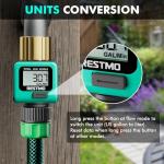 RESTMO Water Flow Meter with Brass Inlet Metal Thread, Measure Gallon/Liter Consumption and Flow Rate for Outdoor Garden Hose Watering, RV Water Tank Filling, Lawn Sprinkler and Nozzle Sprayer