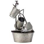 Alpine Corporation YHL106 Outdoor Floor 3-Tiered Metal Garden Tools Water Fountain, Tools and Faucet Waterfall, 28", Gray