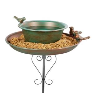 Venniy Bird Baths for Outdoors,9.8 Inch Metal Hummingbird Birdbath with Stake,Detachable Standing Bird Bath & Bird Feeder for Garden Yard Patio Decor