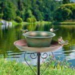 Venniy Bird Baths for Outdoors,9.8 Inch Metal Hummingbird Birdbath with Stake,Detachable Standing Bird Bath & Bird Feeder for Garden Yard Patio Decor