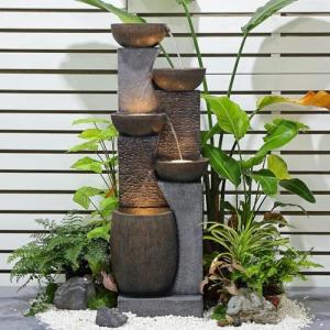 Bumilgar 51.4" H Outdoor Garden Water Fountain for Garden, Patio, Backyard, Deck, Porch and Home Art Decor, 5 Tiers Modern Cascading Large Outdoor Fountain with Lights
