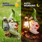 pearlstar Solar Outdoor Garden Gnomes Statues with LED Lantern Light Yard Decor, Waterproof Solar Figurine Lights Lawn Dwarf Ornaments for Yard Patio Home Decor, for Mom Women