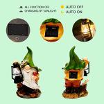 pearlstar Solar Outdoor Garden Gnomes Statues with LED Lantern Light Yard Decor, Waterproof Solar Figurine Lights Lawn Dwarf Ornaments for Yard Patio Home Decor, for Mom Women
