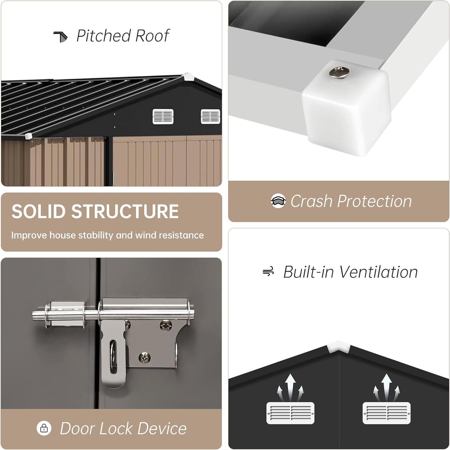 10x8 FT Metal Outdoor Storage Shed with Lockable Doors
