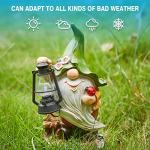 pearlstar Solar Outdoor Garden Gnomes Statues with LED Lantern Light Yard Decor, Waterproof Solar Figurine Lights Lawn Dwarf Ornaments for Yard Patio Home Decor, for Mom Women