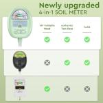 Soil Moisture Meter,4-in-1 Soil Ph Meter, Soil Tester for Moisture, Light,Nutrients, pH,Soil Ph Test Kit, Great for Garden, Lawn, Farm, Indoor & Outdoor Use (No Battery Required)