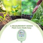 Soil Moisture Meter,4-in-1 Soil Ph Meter, Soil Tester for Moisture, Light,Nutrients, pH,Soil Ph Test Kit, Great for Garden, Lawn, Farm, Indoor & Outdoor Use (No Battery Required)