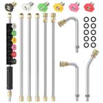 Sealegend 8FT Gutter Cleaning Tools Pressure Washer Extension Wand Upgrade Pressure Washer Accessories with 6 Spray Nozzle Tips, 3 Gutter Cleaner Attachment Curved Rod, 1/4" Quick Connect, 4000 PSI