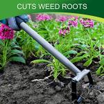 Walensee Mini Action Hoe for Weeding Stirrup Hoe Tools for Garden Hula-Ho with 14- Inch Scuffle Loop Hoe Gardening Weeder Cultivator, Sharp Durable Metal Handle Weeding Rake with Cushioned Grip, Grey